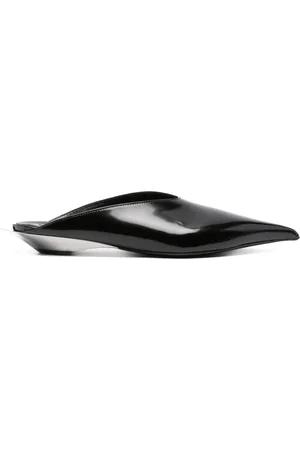 MUGLER Patent leather fang flat mules