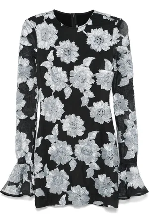 ROTATE Flower mesh mini dress