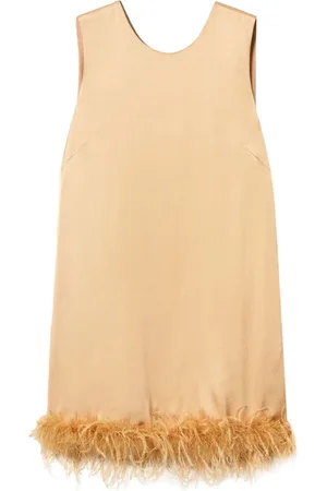 Twin-Set Feather-detail satin-finish mini dress