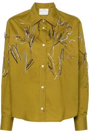 FORTE FORTE Crystal-embellished poplin shirt