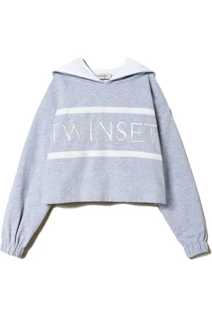 Twin-Set Embroidered-logo cropped hoodie