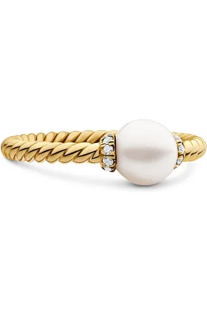 David Yurman 18kt yellow Petite Solari Station pearl and diamond ring (2.3mm)