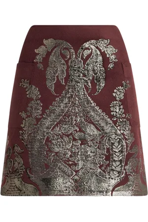 Etro Printed metallic-effect mini skirt