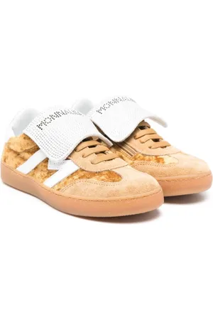 MONNALISA Rhinestone-logo velvet sneakers