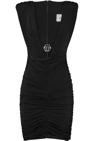 Philipp Plein Logo-plaque ruched mini dress