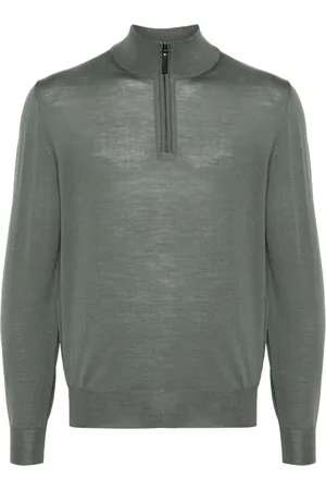 CANALI Zipped funnel-neck pullover