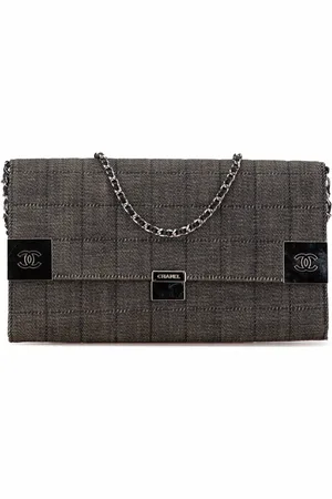 CHANEL 2002-2003 Denim Choco Bar Chain Flap shoulder bag