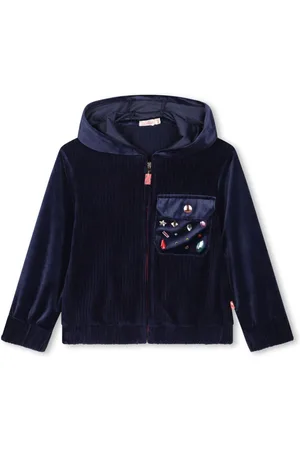Billieblush Corduroy velvet hooded cardigan