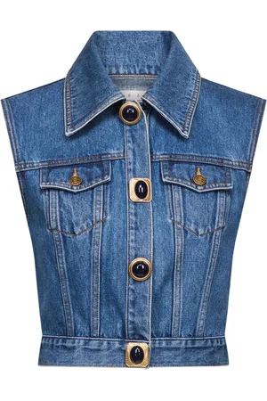 AREA Gemstone-embellished denim gilet