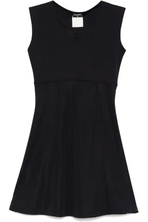 CHANEL 1996 logo embroidery A-line dress