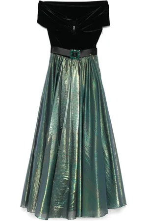 NISSA Chiffon lamé maxi dress