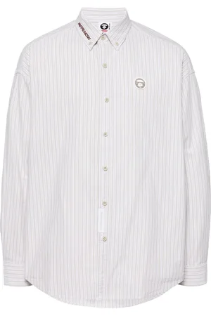 A Bathing Ape Logo-patch striped shirt