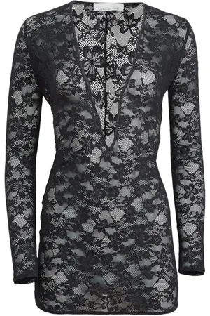 FLEUR DU MAL Le Stretch lace plunge mini dress