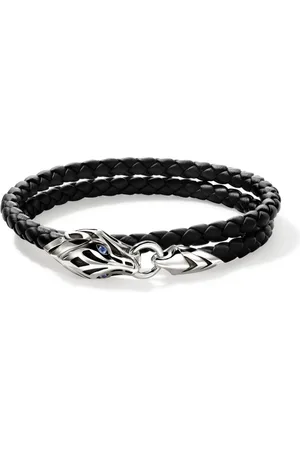 John Hardy Sterling and leather Naga Wrap sapphire bracelet