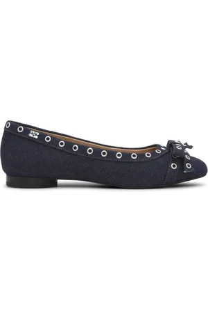 Ganni Eyelet detailing denim ballerina shoes