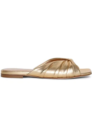 Gianvito Rossi Draped metallic flat mules