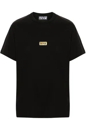 VERSACE Logo-plaque cotton T-shirt
