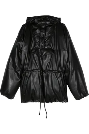 Nanushka Faux-leather hooded puffer coat