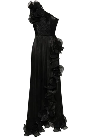 Ana Radu Ruffled plissé asymmetric maxi dress