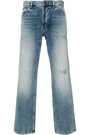 Roberto Cavalli Ripped-detailing straight-leg jeans