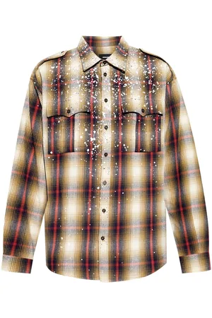 Dsquared2 Paint-splattered plaid shirt