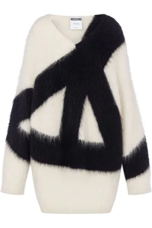 Moschino V-neck virgin wool-mohair blend dress