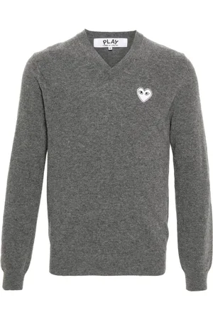 Comme des Garçons Heart-patch mélange-effect wool jumper