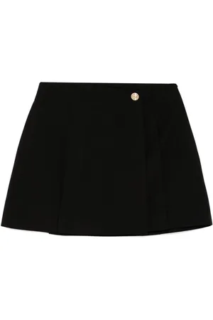 B+AB Logo embossed button A-line skirt