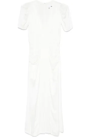 ROTATE Satin V-neck midi dress