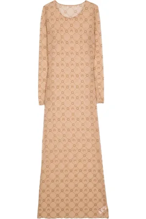 Marine Serre Moonogram-pattern semi-sheer dress