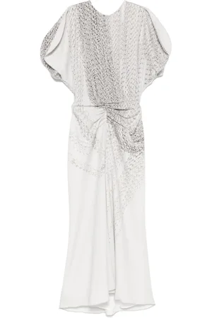 Victoria Beckham Chain-print gathered midi dress