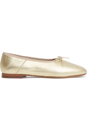 Mansur Gavriel Bow-detail metallic-effect ballerina shoes