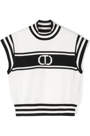 Twin-Set Intarsia-logo sleeveless top