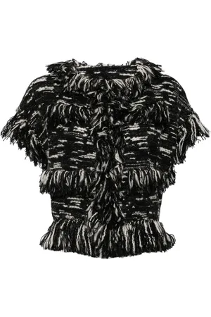 SACAI Fringed-edge knitted jacket