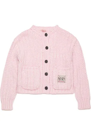 Nº21 Logo-appliqué chunk-knit cardigan