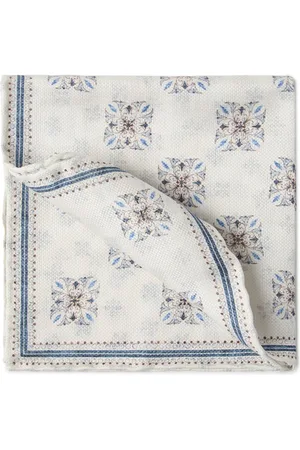 Brunello Cucinelli Graphic-print finished-edge pocket square