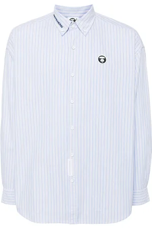 A Bathing Ape Logo-patch striped shirt