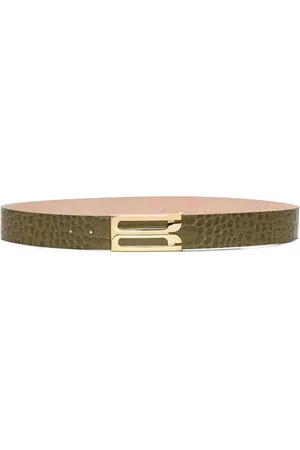 Victoria Beckham Crocodile-embossed leather Jumbo Frame belt