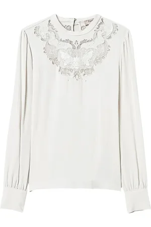 Twin-Set Floral-embroidered crepe blouse