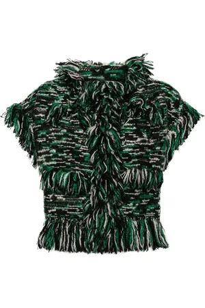 SACAI Fringed-edge knitted jacket