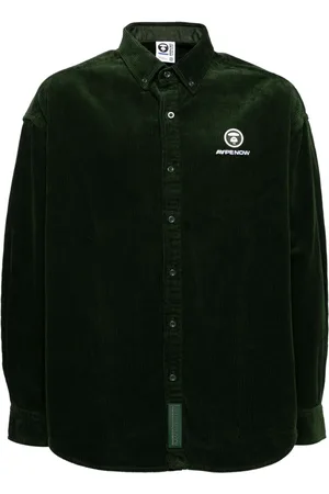 A Bathing Ape Logo-patch corduroy shirt