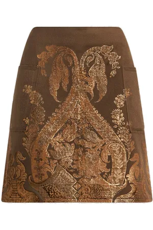 Etro Printed metallic-effect mini skirt