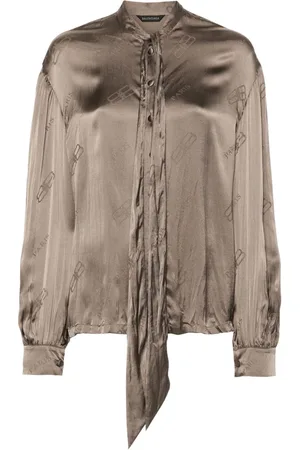 Balenciaga BB logo-print silk shirt