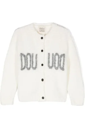 DOUUOD KIDS Logo-intarsia cardigan