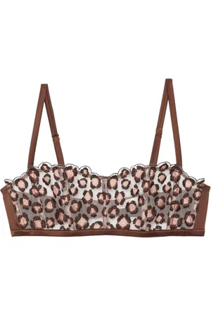 FLEUR DU MAL Leopard-embroidered boned bralette