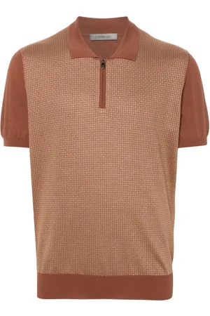 corneliani Patterned intarsia knit polo shirt