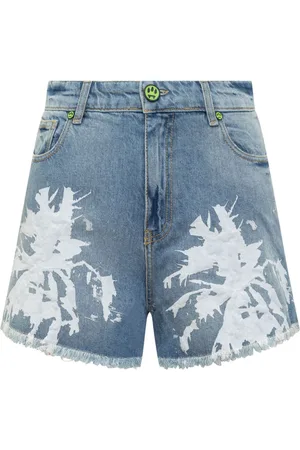 BARROW Abstract-pattern print denim shorts