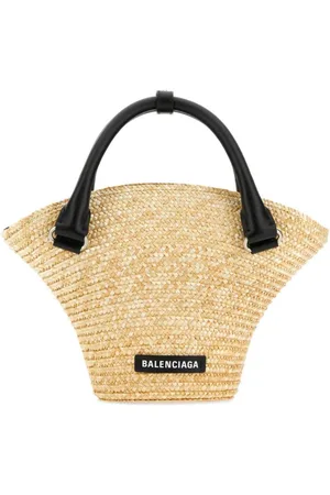 Balenciaga Mini braided-raffia tote bag