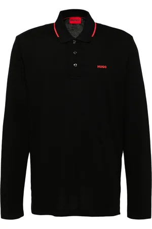 HUGO BOSS Logo print long-sleeves polo shirt