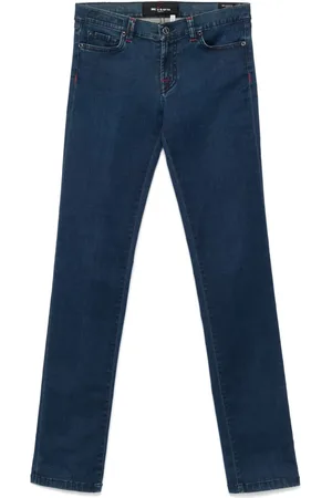 Kiton Embroidered-logo skinny jeans